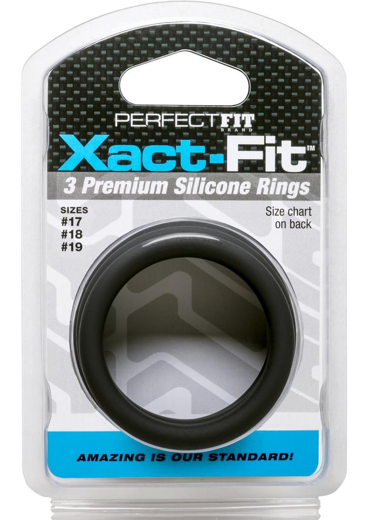 Perfect Fit Xact-Fit Silicone Ring Kit - Md/Lg - Black - 3 Pack