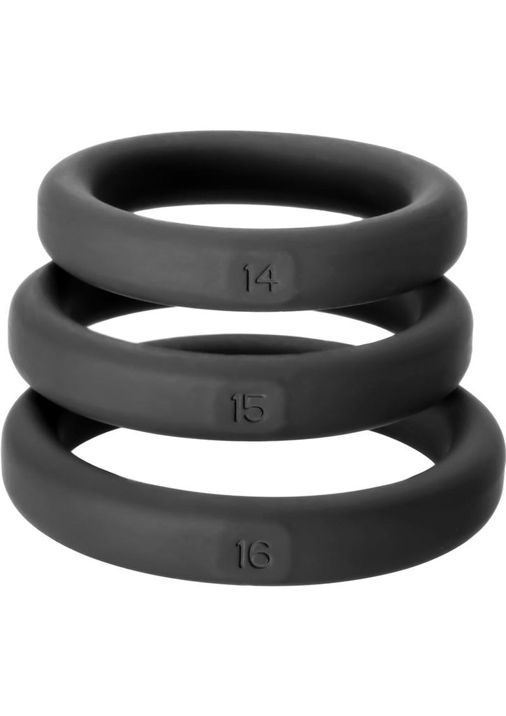 Perfect Fit Xact-Fit Silicone Ring Kit - Black - Medium/Small - 3 Pack