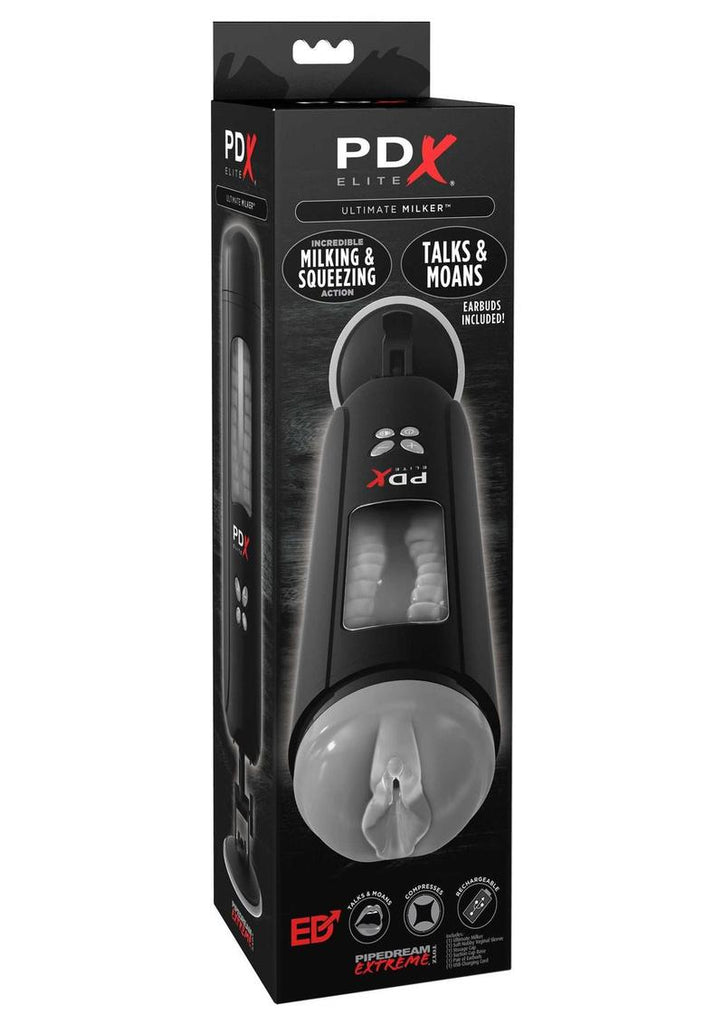 Pipedream Extreme Elite Rechargeable Ultimate Milker Masturbator - Pussy - Black/Clear