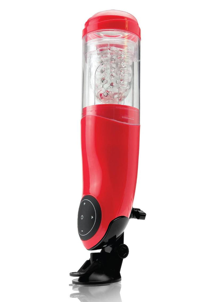 Pipedream Extreme Toyz Rechargeable Mega-Bator Mouth Masturbator - Mouth - Clear/Red