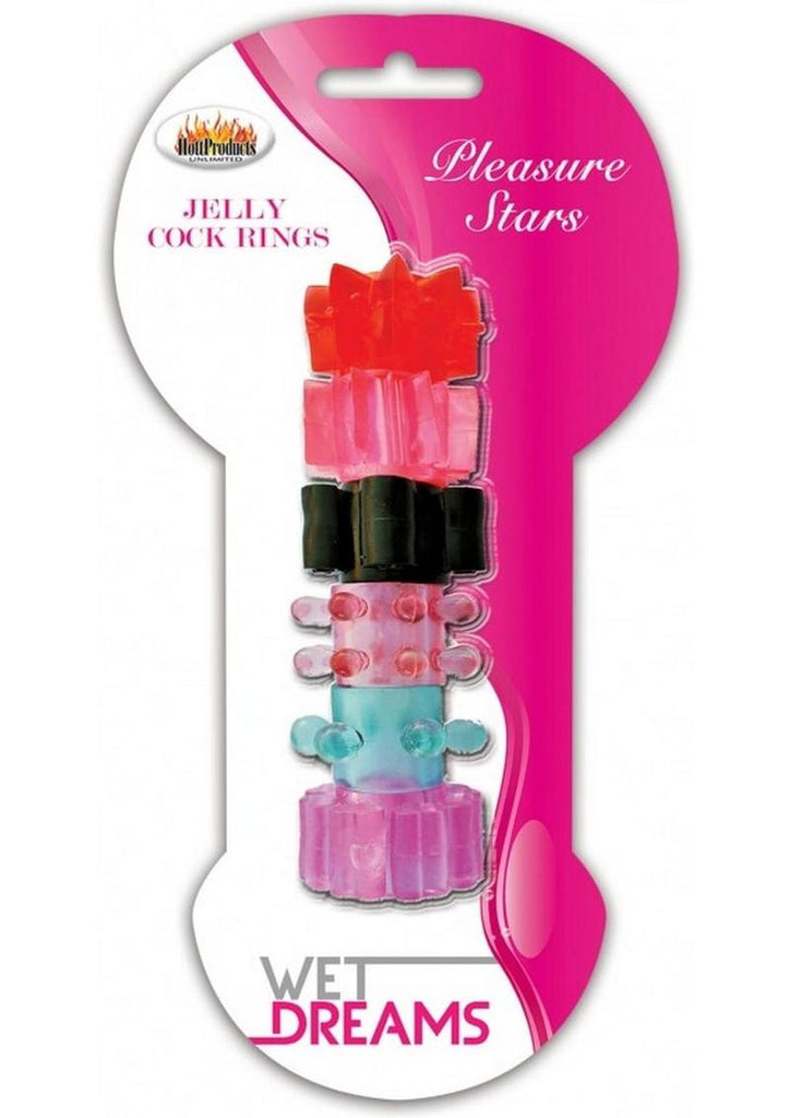 Pleasure Stars Jelly Cock Rings - Assorted Colors - 6 Pack