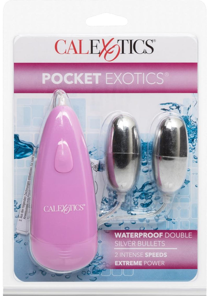 Pocket Exotics Double Silver Bullets - Pink/Silver