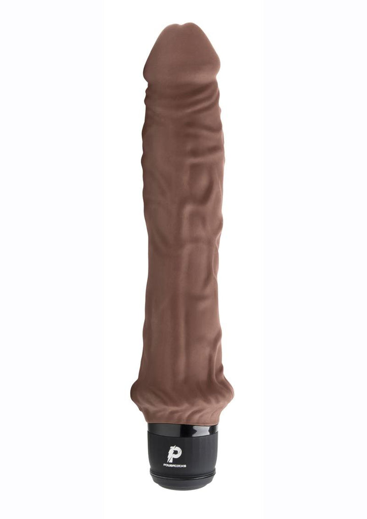 Powercocks Silicone Rechargeable Girthy Realistic Vibrator - Chocolate - 8in