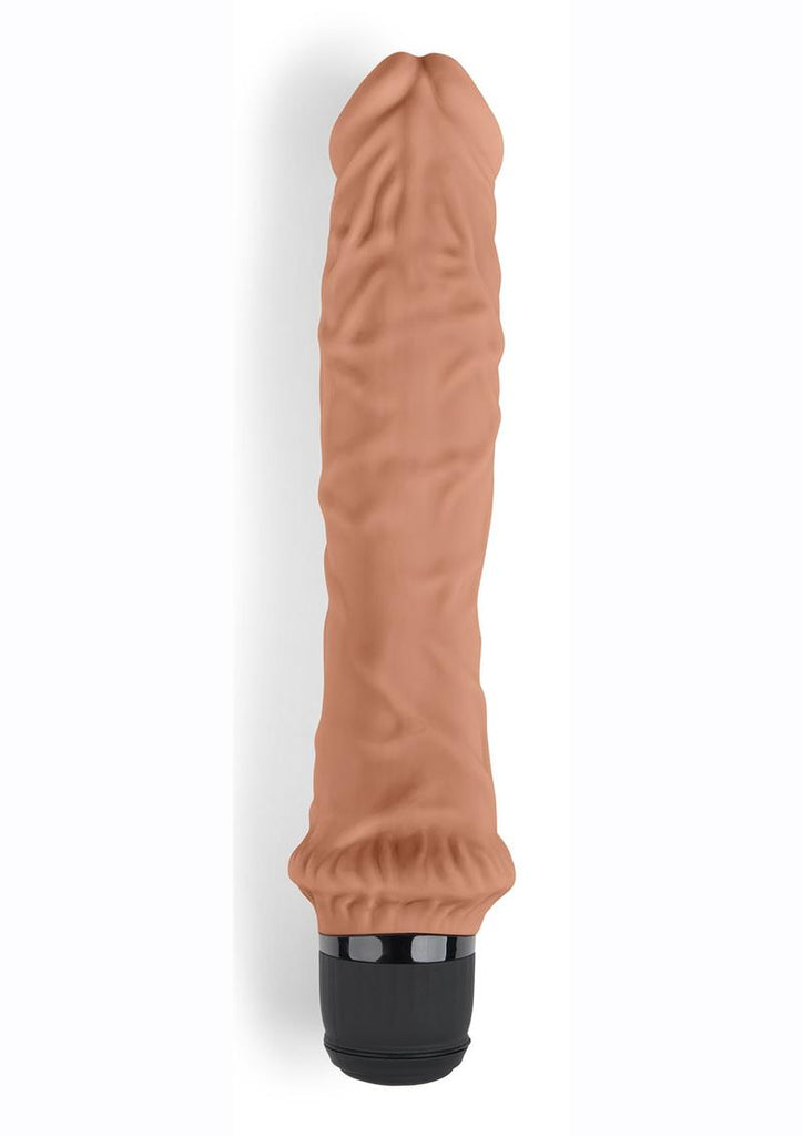 Powercocks Silicone Rechargeable Girthy Realistic Vibrator - Caramel/Mocha - 8in