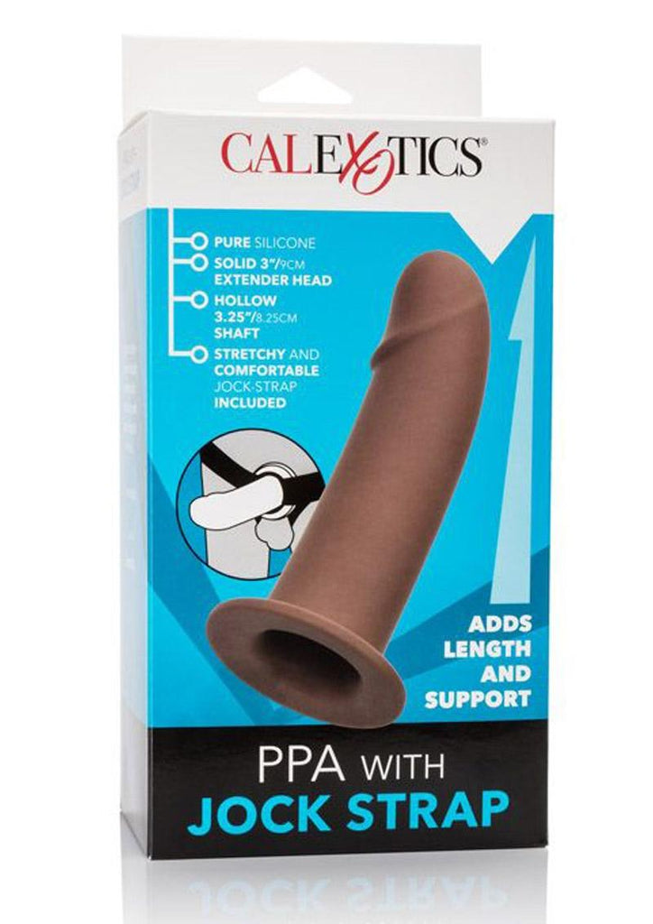 Ppa with Jock Strap Strap-On Penis Sleeve - Brown - 7in