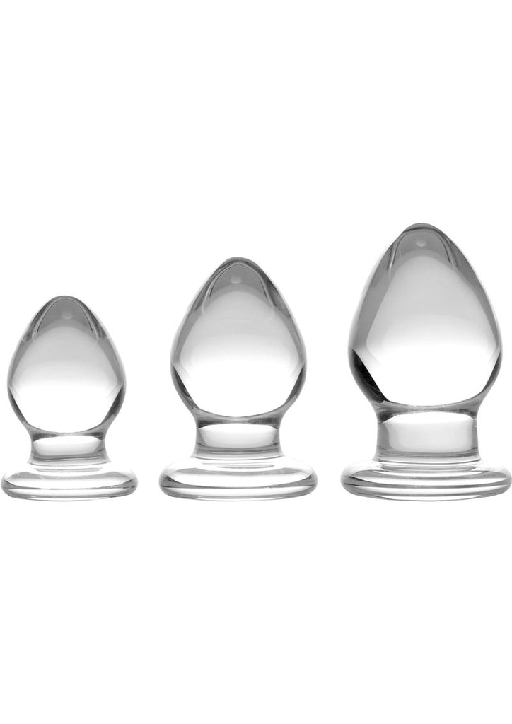 Prisms Triplets 3 Piece Glass Anal Plug Kit - Clear