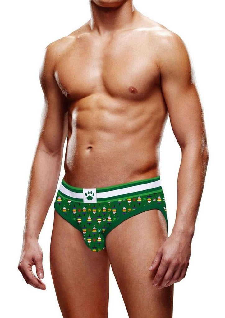 Prowler Christmas Tree Brief - Green/Multicolor/Rainbow - Large