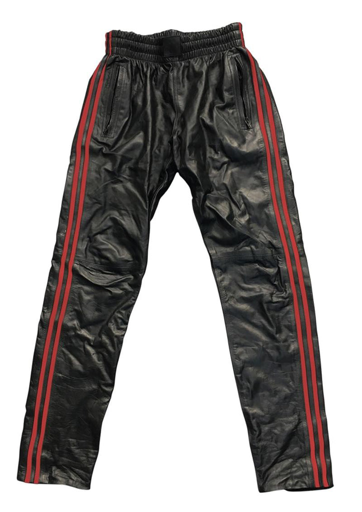 Prowler Red Leather Joggers - Black/Red - Medium