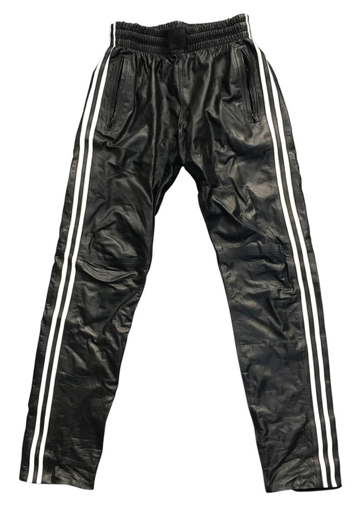 Prowler Red Leather Joggers - Black/White - Small