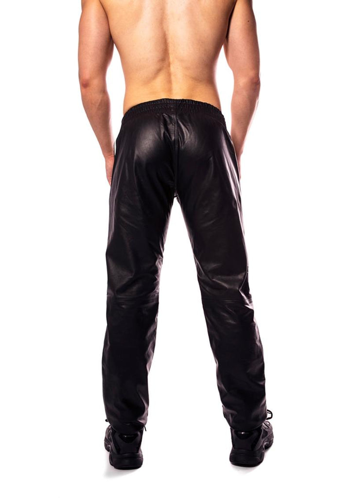 Prowler Red Leather Joggers - Black/White - Small