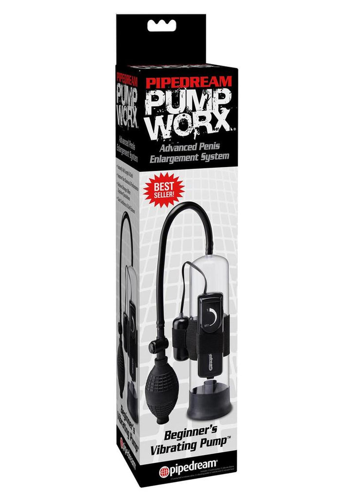 Pump Worx Beginner's Vibrating Pump Advanced Penis Enlargement System - Black/Clear