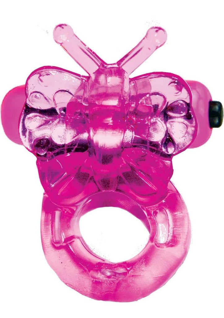 Purrfect Pets Buzzy Butterfly Silicone Stimulator with Vibrating Bullet - Magenta/Pink