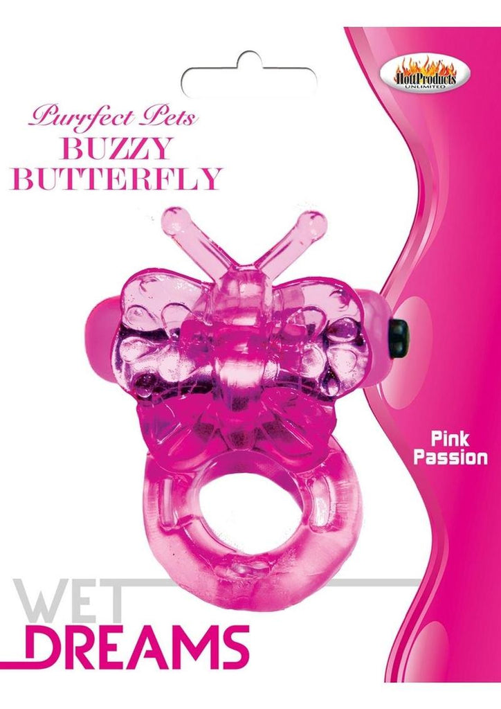 Purrfect Pets Buzzy Butterfly Silicone Stimulator with Vibrating Bullet - Magenta/Pink