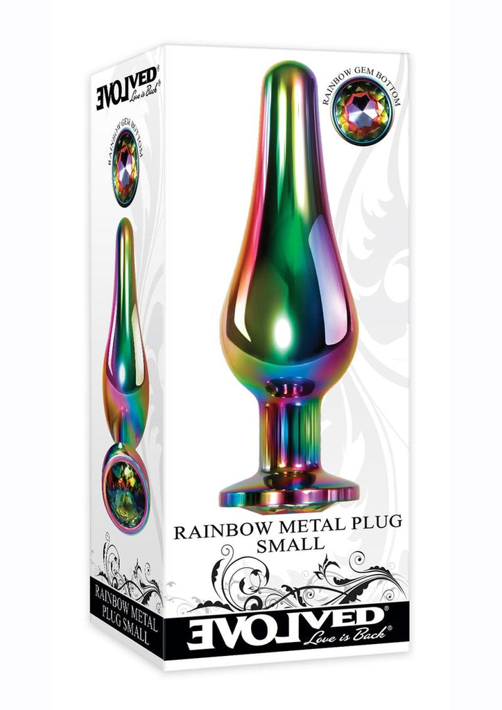 Rainbow Metal Anal Plug - Metal/Multicolor - Small