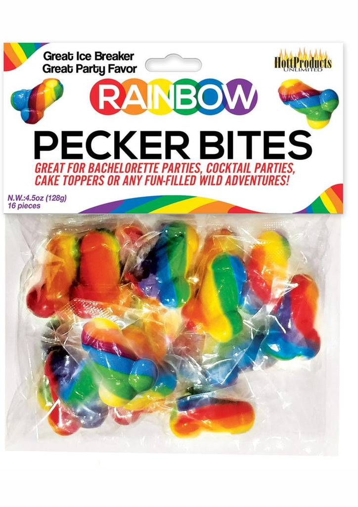 Rainbow Pecker Bites Hard Candy Fruit Flavor 16 Wrapped - Multicolor - Pieces Per Bag