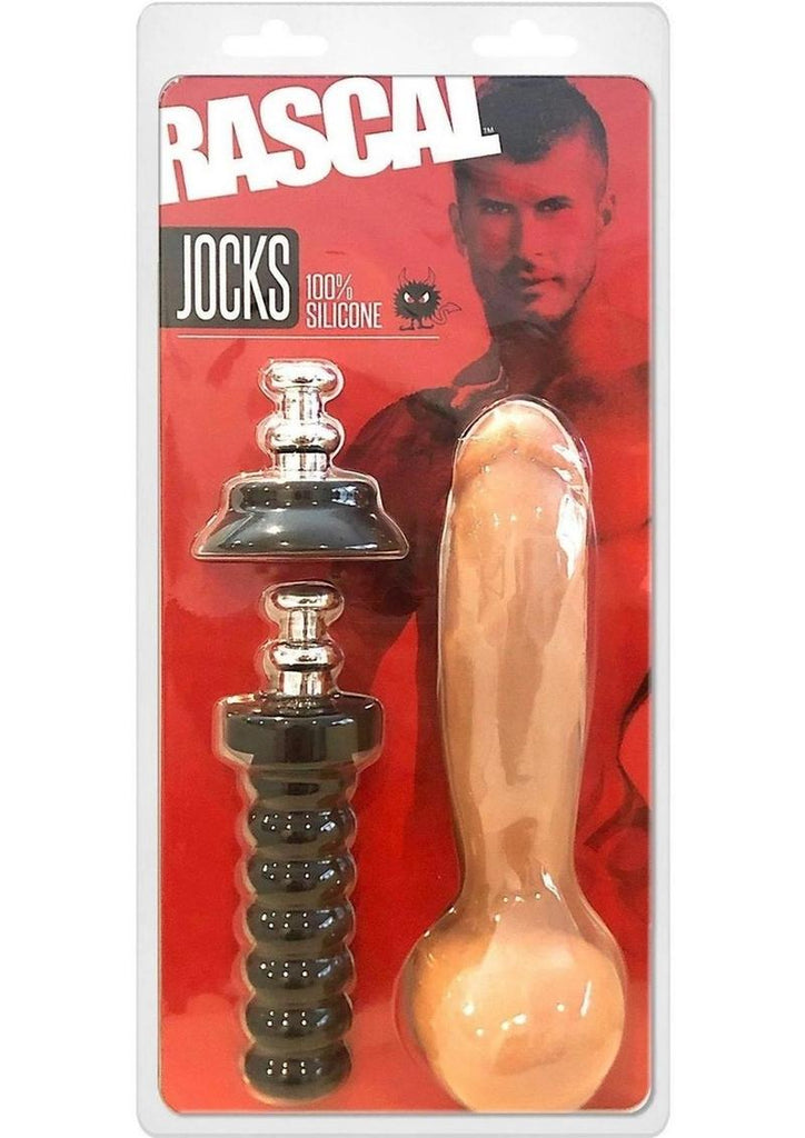 Rascal Jock Adam Silicone Cock Dildo with Silicone Handle Or Suction Cup Base - Flesh - 8in