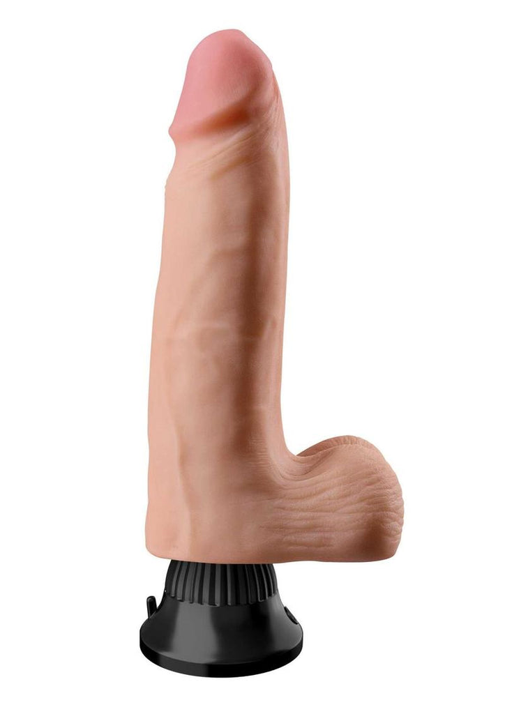 Real Feel Deluxe No. 4 Wallbanger Vibrating Dildo with Balls - Flesh/Vanilla - 7.5in