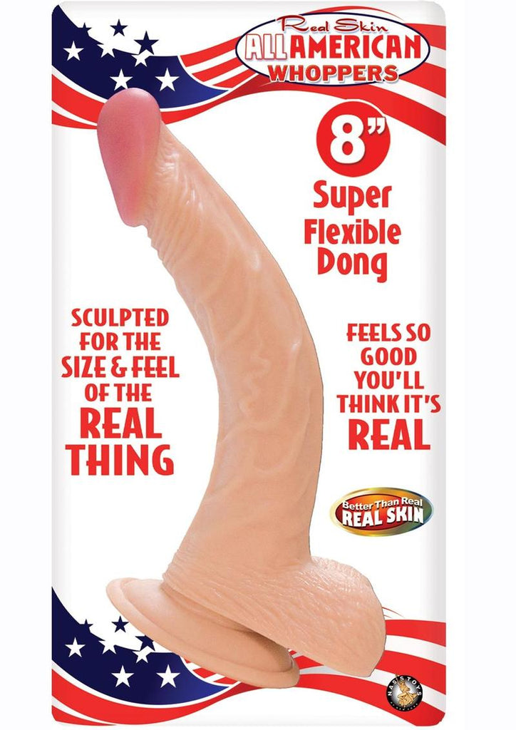 Real Skin All American Whoppers Dildo with Balls - Flesh/Vanilla - 8in