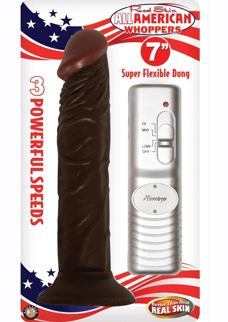 Real Skin All American Whoppers Vibrating Dildo Latin - Brown/Chocolate - 7in