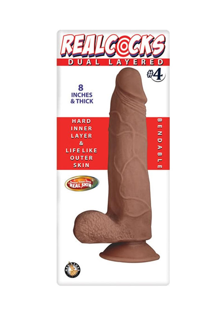Realcocks Dual Layered #4 Bendable Thick Dildo - Brown/Caramel - 8in