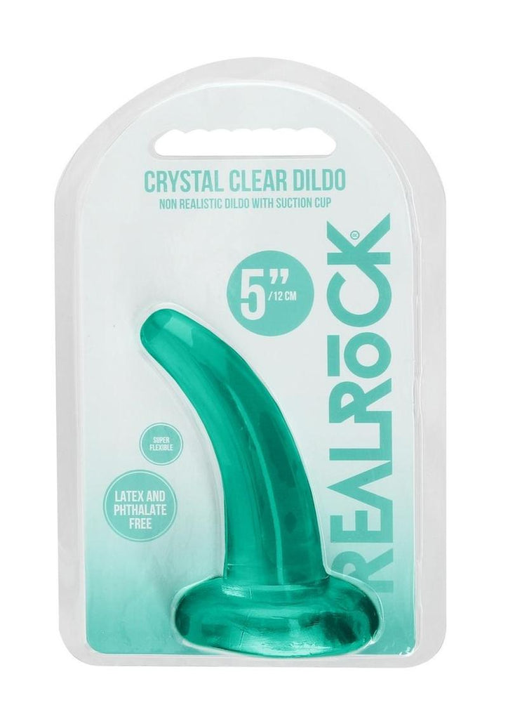 Realrock Crystal Clear Dildo with Suction Cup - Clear/Green - 4.5in