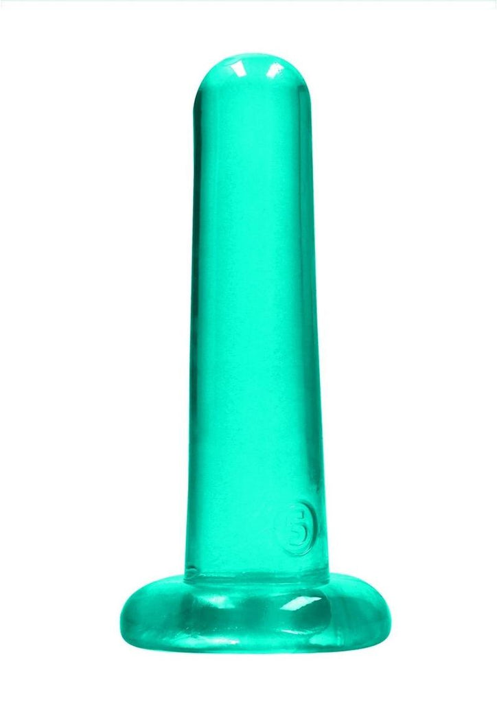 Realrock Crystal Clear Dildo with Suction Cup - Clear/Green - 5.3in