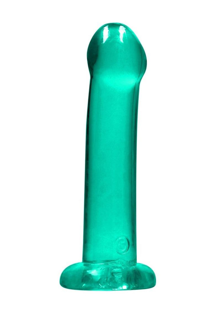 Realrock Crystal Clear Dildo with Suction Cup - Clear/Green - 6.7in