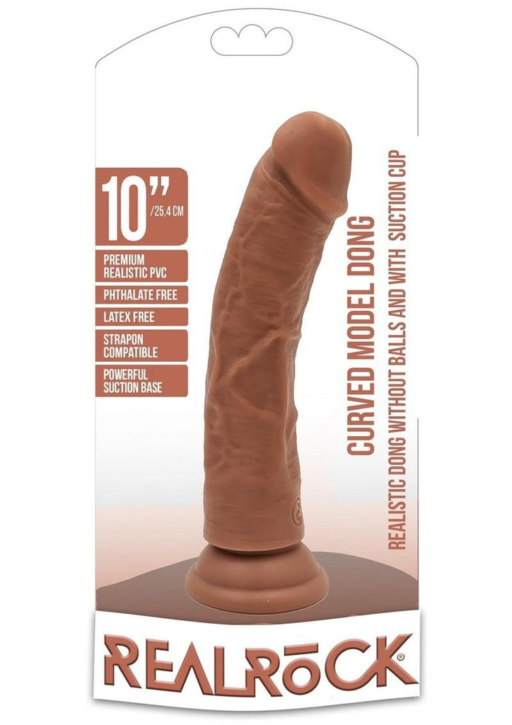 Realrock Curved Realistic Dildo with Suction Cup - Caramel - 10in