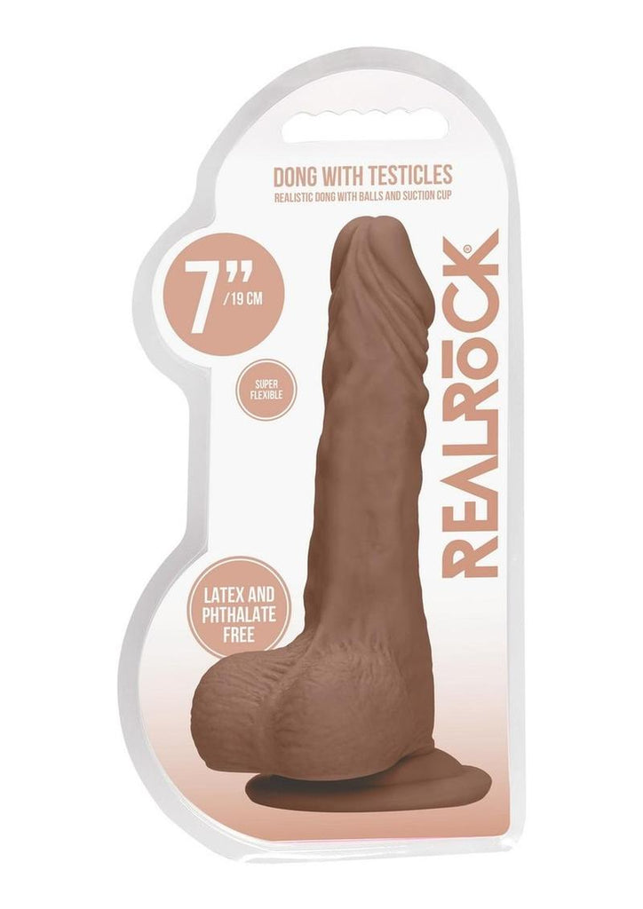 Realrock Skin Realistic Dildo with Balls - Caramel - 7in