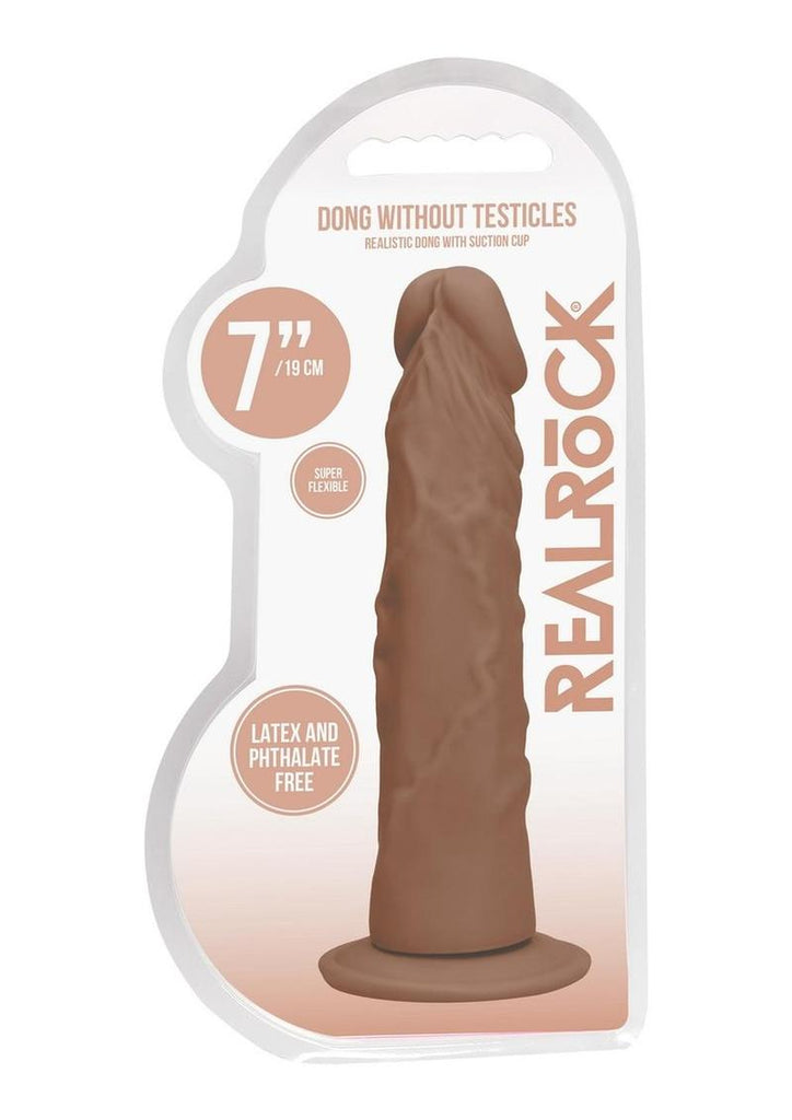 Realrock Skin Realistic Dildo Without Balls - Caramel - 7in