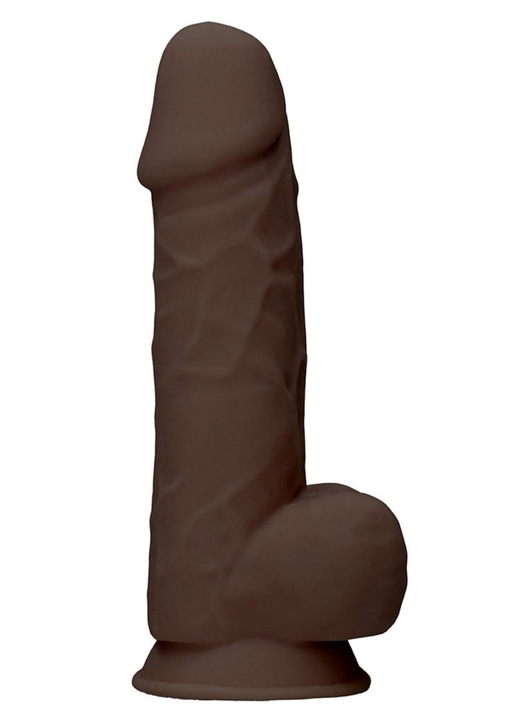Realrock Ultra Silicone Dildo with Balls - Chocolate - 8.5in