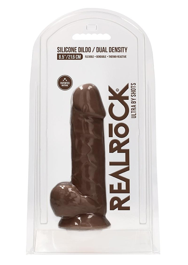 Realrock Ultra Silicone Dildo with Balls - Chocolate - 8.5in
