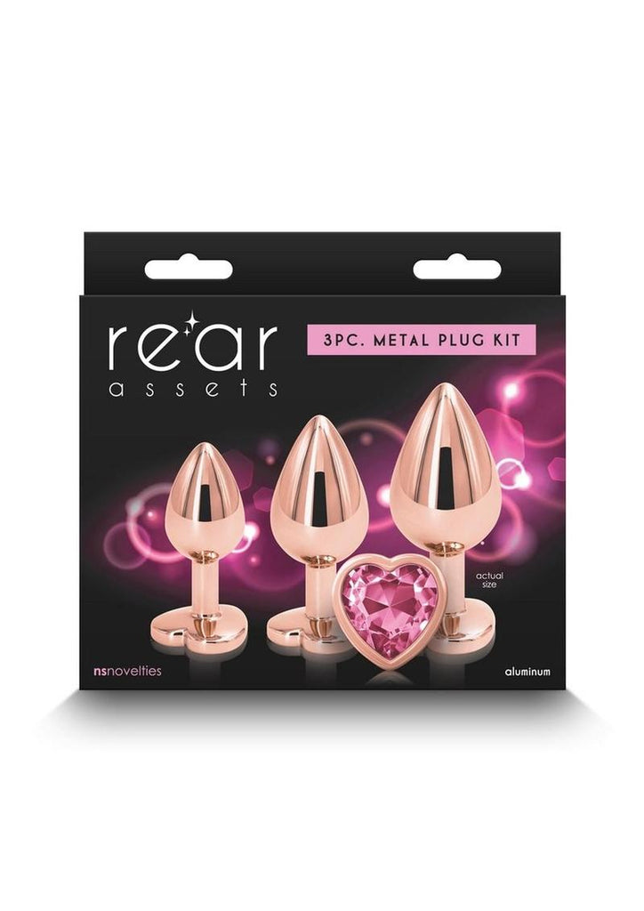 Rear Assets Aluminum Anal Plug Trainer Kit - Pink/Rose Gold - 3 Pieces