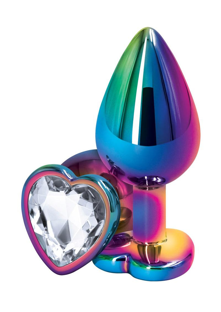 Rear Assets Multicolor Heart Anal Plug - Clear/Multicolor - Medium