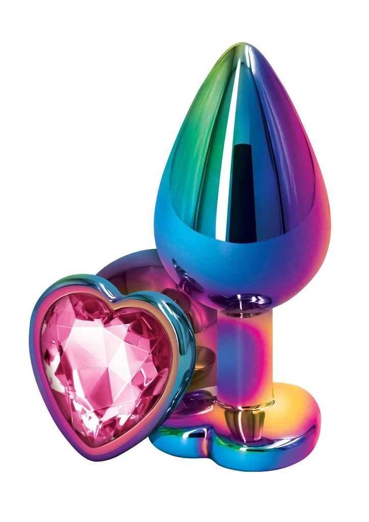 Rear Assets Multicolor Heart Anal Plug - Multicolor/Pink - Medium