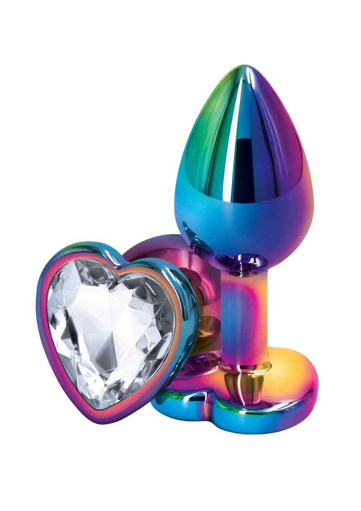 Rear Assets Multicolor Heart Anal Plug - Clear/Multicolor - Small