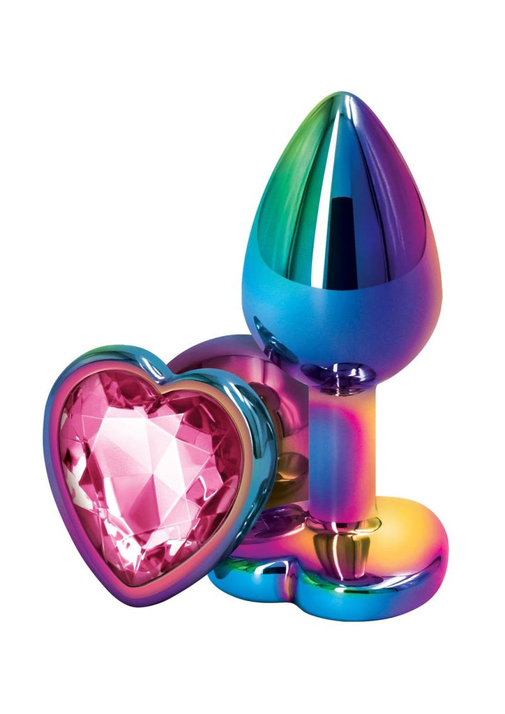 Rear Assets Multicolor Heart Anal Plug - Multicolor/Pink - Small