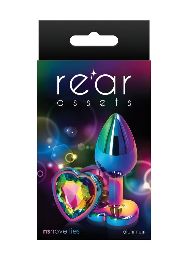 Rear Assets Multicolor Heart Anal Plug - Multicolor/Rainbow - Small