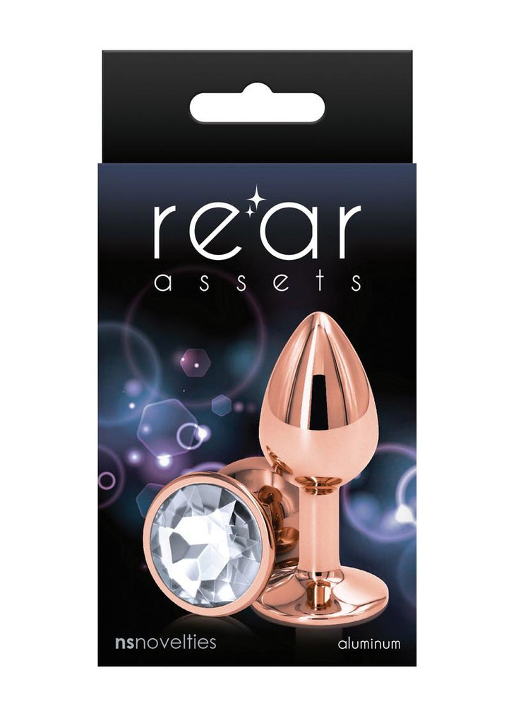 Rear Assets Rose Gold Anal Plug - Clear/Rose Gold - Small