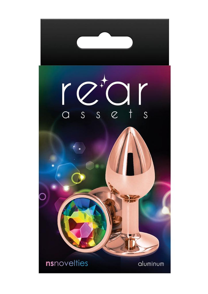 Rear Assets Rose Gold Anal Plug - Rainbow - Small