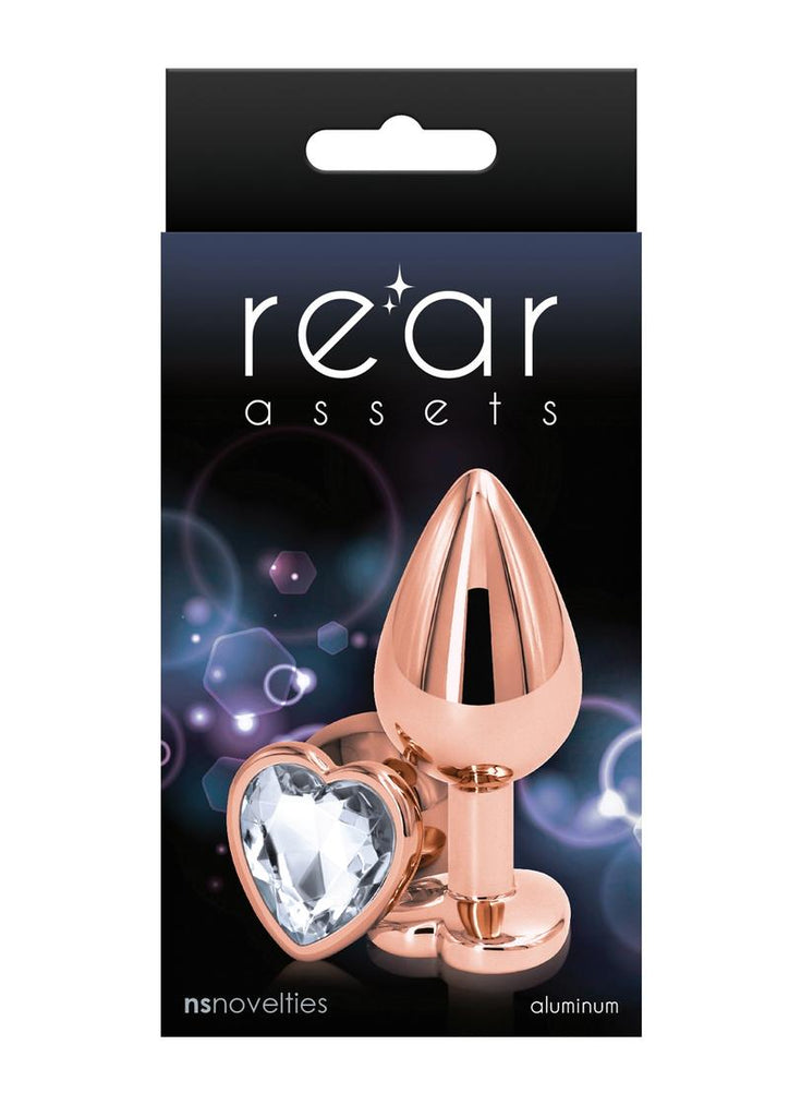 Rear Assets Rose Gold Heart Anal Plug - Clear/Rose Gold - Medium/Small
