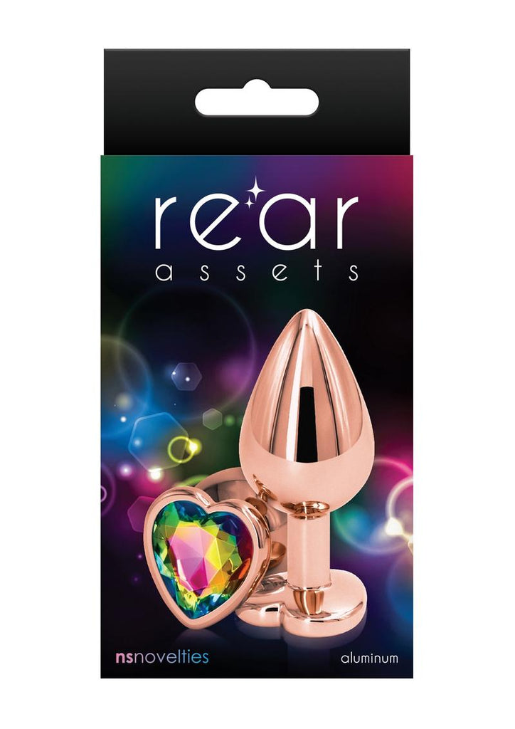 Rear Assets Rose Gold Heart Anal Plug - Multicolor/Rainbow/Rose Gold - Medium/Small