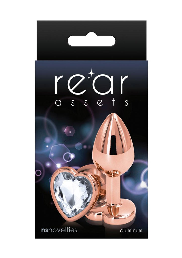 Rear Assets Rose Gold Heart Anal Plug - Clear/Rose Gold - Small