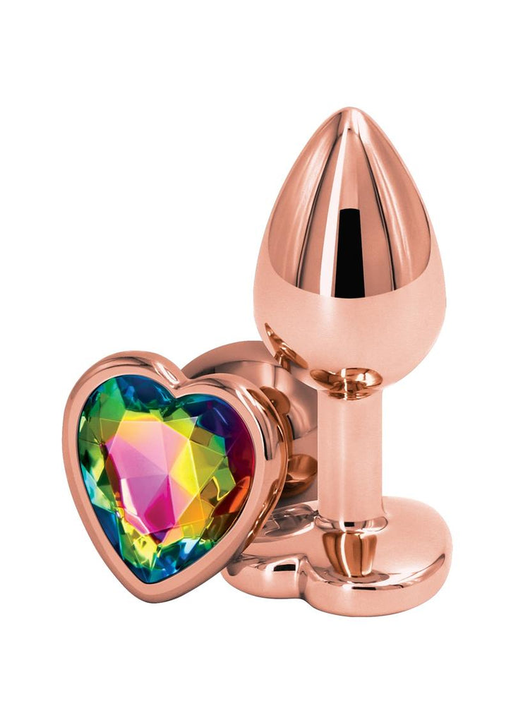 Rear Assets Rose Gold Heart Anal Plug - Multicolor/Rainbow - Small