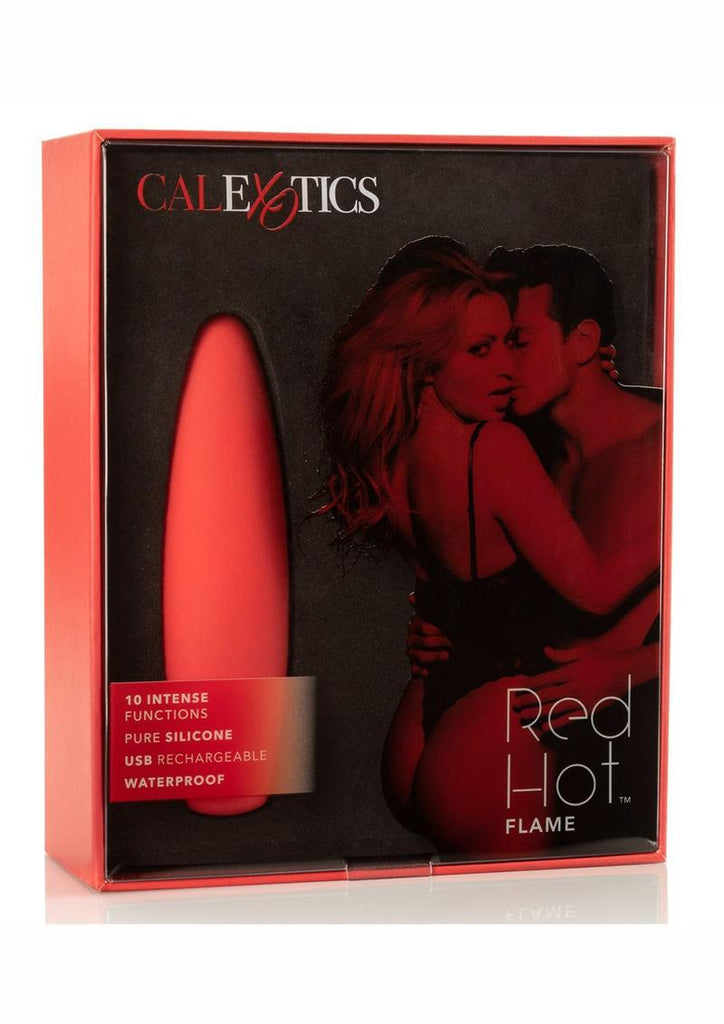 Red Hot Flame Bullet Silicone Rechargeable Waterproof - Red