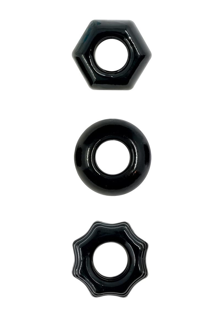 Renegade Chubbies Super Stretchable Cock Rings - Black - Set Of 3