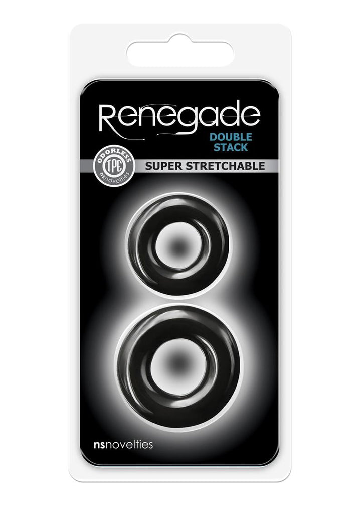 Renegade Double Stack Super Stretchable Cock Rings - Black - Set Of 2