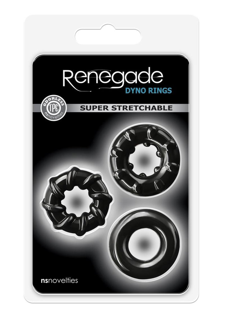 Renegade Dyno Rings Super Stretchable Cock Rings - Black - Set Of 3