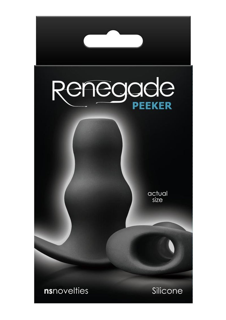 Renegade Peeker Silicone Hollow Butt Plug - Black - Small