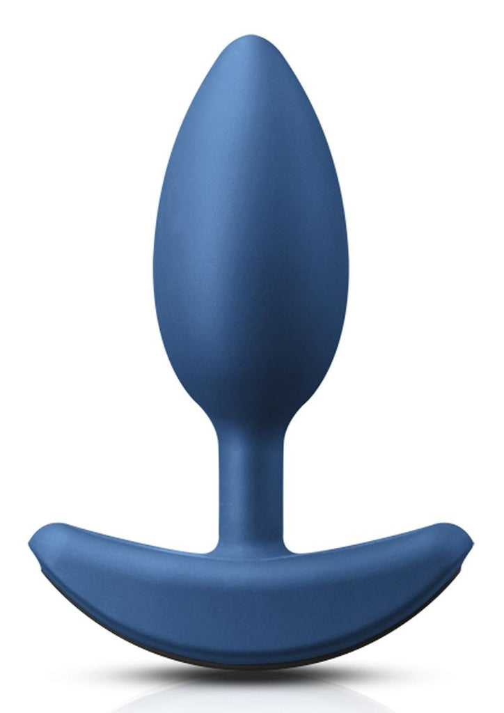 Renegade Rechargeable Silicone Vibrating Heavyweight Anal Plug - Blue - Medium